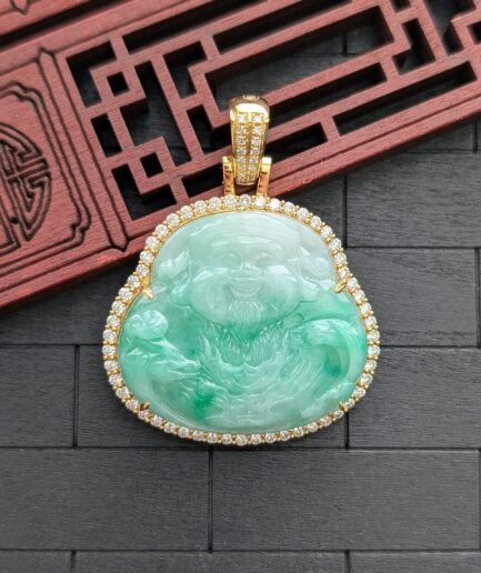 Green Jade God of Wealth pendant
