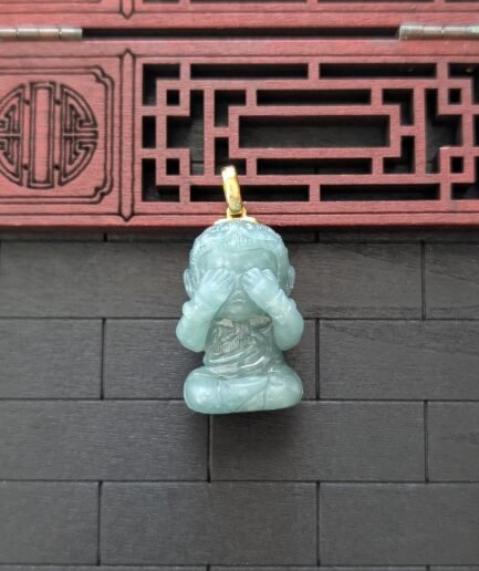 Monkey King See No Evil Jade Pendant