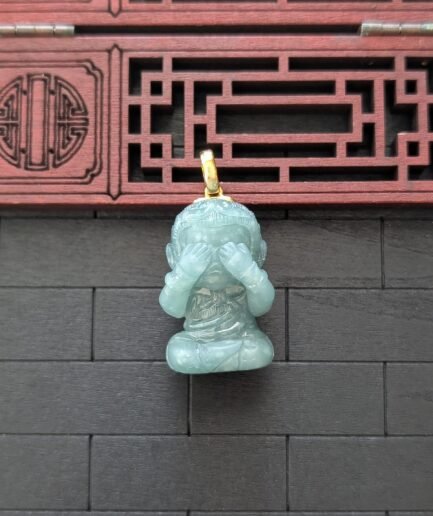 Monkey King See No Evil Jade Pendant