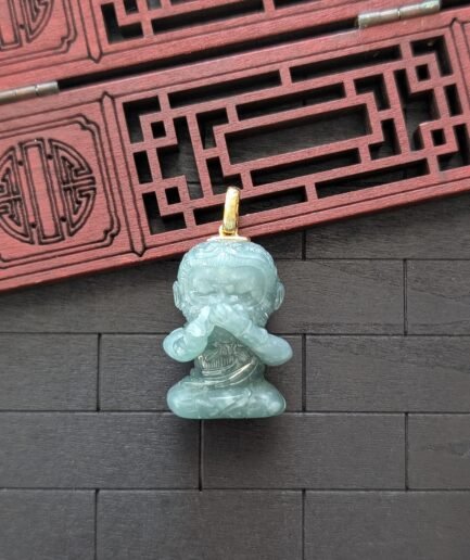 Monkey King Speak No Evil Jade Pendant